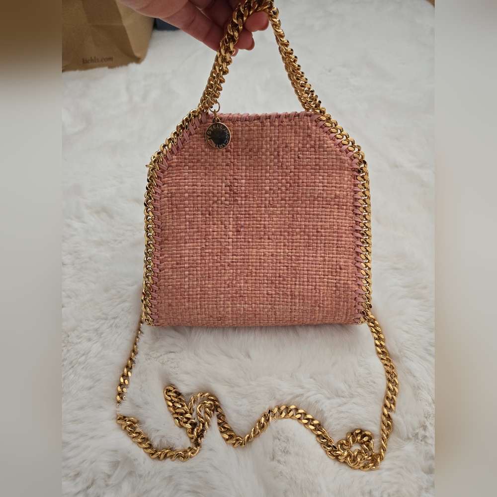 Authentic Stella McCartney Metallic Woven Raffia Tiny Fold Over Falabella - Picture 12 of 12